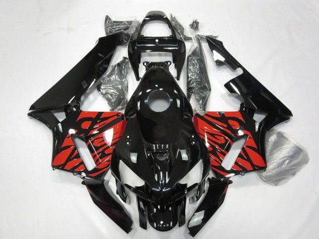2005-2006 Honda CBR600RR Motorcycle Fairings - Glossy Black and Tribal Red Canada Websites