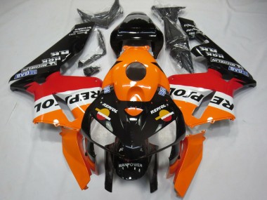 2005-2006 Honda CBR600RR Motorcycle Fairings - Orange Red White Black Bottom Repsol Canada Websites