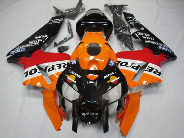 2005-2006 Honda CBR600RR Motorcycle Fairings - Orange Red White Black Bottom Repsol Canada Websites