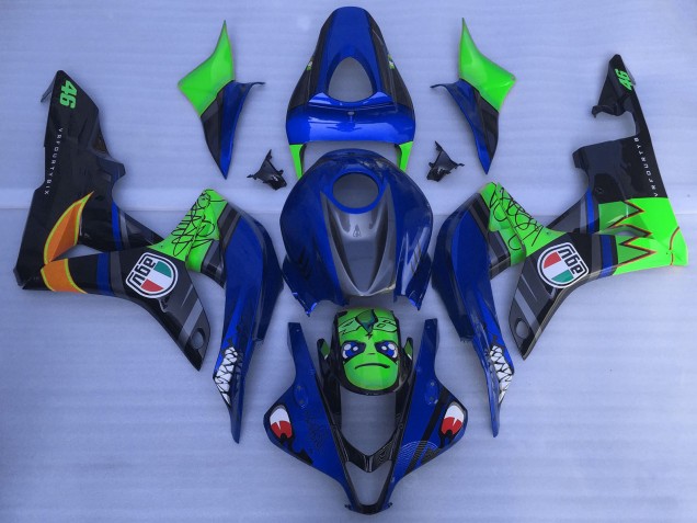 2007-2008 Honda CBR600RR Motorcycle Fairings - Blue Green Glossy Black Shark Canada Websites
