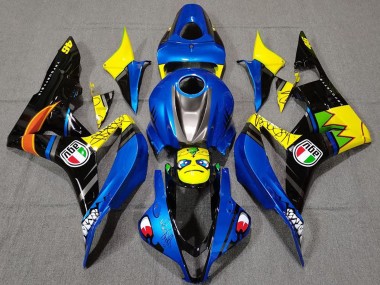 2007-2008 Honda CBR600RR Motorcycle Fairings - Blue Yellow Glossy Black Shark Canada Websites