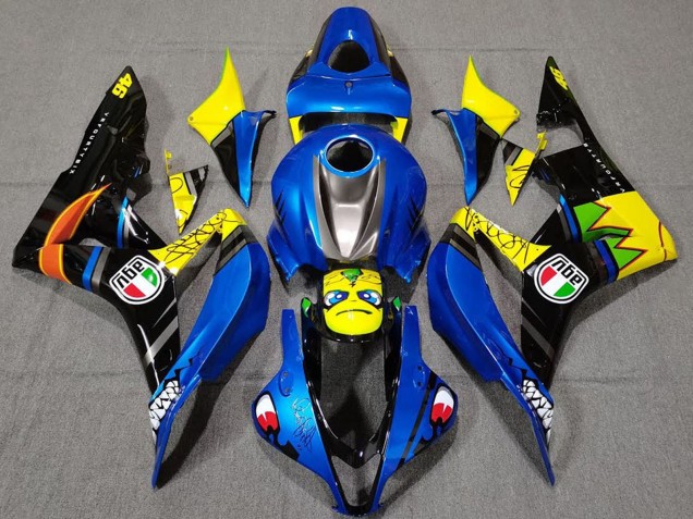 2007-2008 Honda CBR600RR Motorcycle Fairings - Blue Yellow Glossy Black Shark Canada Websites