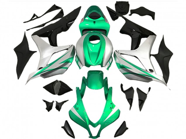 2007-2008 Honda CBR600RR Motorcycle Fairings - Silver Green Glossy Black OEM Style Canada Websites