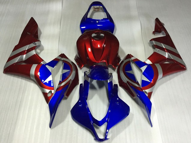 2007-2008 Honda CBR600RR Motorcycle Fairings - Red Silver Blue Captain America Canada Websites