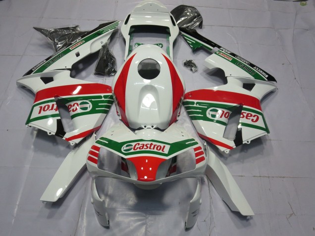 2003-2004 Honda CBR600RR Motorcycle Fairings - White Red Green Castrol Canada Websites