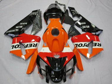 2005-2006 Honda CBR600RR Motorcycle Fairing - Orange White Red Glossy Black Repsol Canada Websites