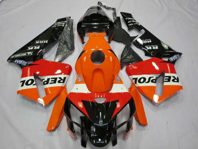 2005-2006 Honda CBR600RR Motorcycle Fairing - Orange White Red Glossy Black Repsol Canada Websites