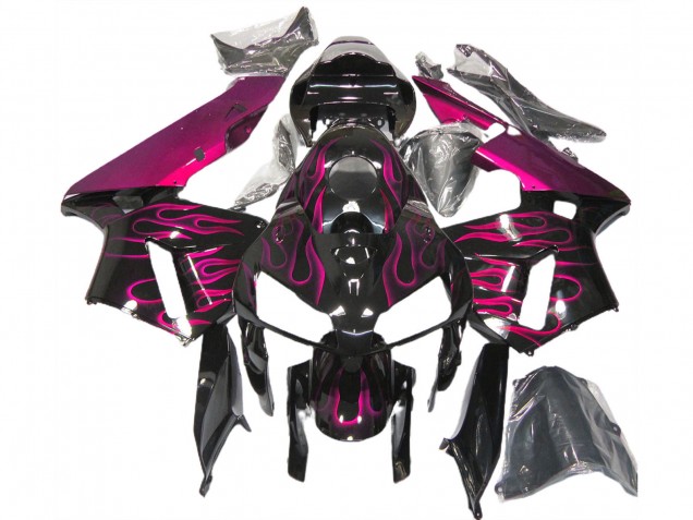 2005-2006 Honda CBR600RR Motorcycle Fairings - Glossy Black Pink Flame Canada Websites