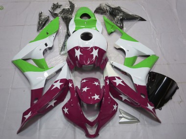 2007-2008 Honda CBR600RR Motorcycle Fairings - White Green Maroon Red Stars Stripe Canada Websites