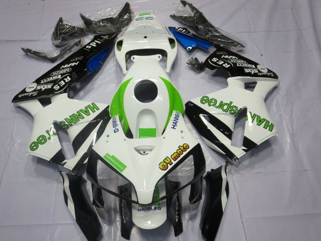 2005-2006 Honda CBR600RR Motorcycle Fairings - White Green Glossy Black HannSpree Canada Websites