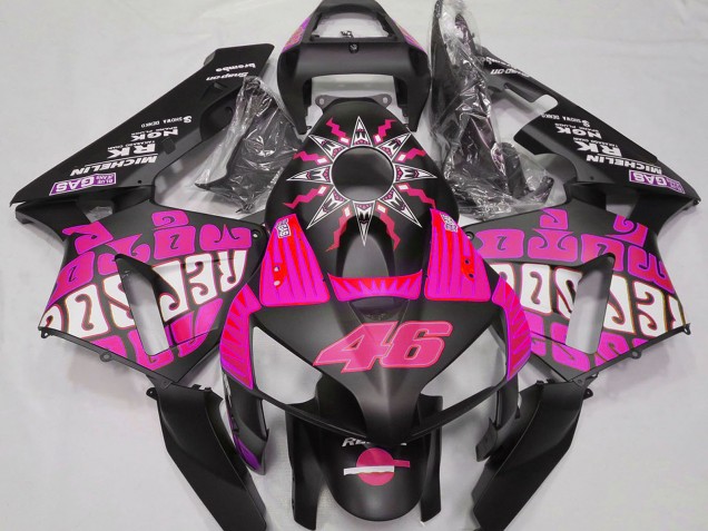 2003-2004 Honda CBR600RR Motorcycle Fairings - Hot Pink Glossy Black Rossi Repsol Canada Websites