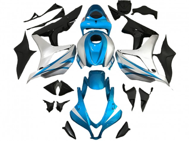2007-2008 Honda CBR600RR Motorcycle Fairings - Silver Light Blue Glossy Black OEM Style Canada Websites