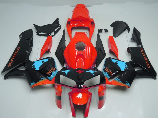 2005-2006 Honda CBR600RR Motorcycle Fairings - Red Light Blue Black Splatter Canada Websites