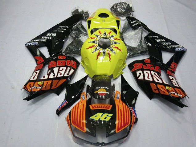 2013-2023 Honda CBR600RR Motorcycle Fairings - Yellow Orange Glossy Black Rossi 46 Canada Websites