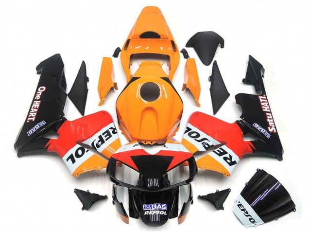 2003-2004 Honda CBR600RR Motorcycle Fairings - Orange White Red Glossy Black One Heart Repsol Canada Websites