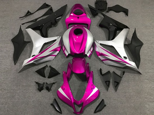2007-2008 Honda CBR600RR Motorcycle Fairings - Silver Pink Glossy Black OEM Style Canada Websites