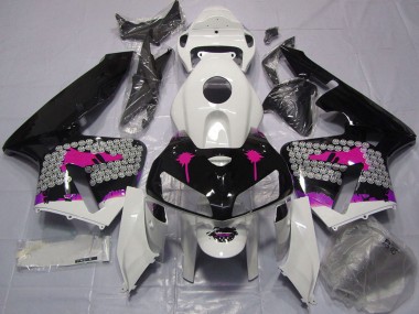 2005-2006 Honda CBR600RR Motorcycle Fairings - Pink Splatter on Glossy Black Canada Websites