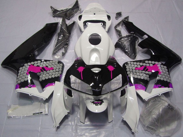 2005-2006 Honda CBR600RR Motorcycle Fairings - Pink Splatter on Glossy Black Canada Websites