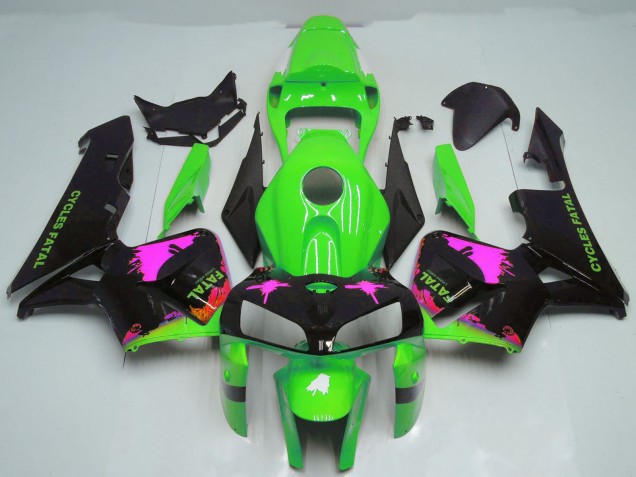 2005-2006 Honda CBR600RR Motorcycle Fairings - Pink Splatter on Green Canada Websites