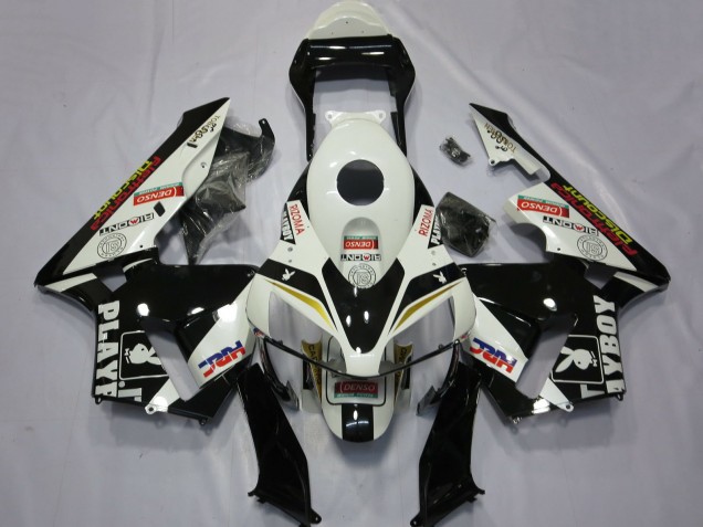 2003-2004 Honda CBR600RR Motorcycle Fairings - White Yellow Glossy Black HRC Playboy Canada Websites