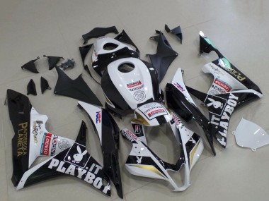 2007-2008 Honda CBR600RR Motorcycle Fairings - White Gold Glossy Black PlayBoy Canada Websites
