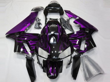 2003-2004 Honda CBR600RR Motorcycle Fairings - Glossy Black Purple Flame Canada Websites