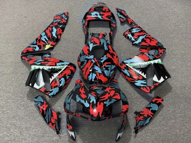 2003-2004 Honda CBR600RR Motorcycle Fairings - Red Blue Camouflage Shark Canada Websites