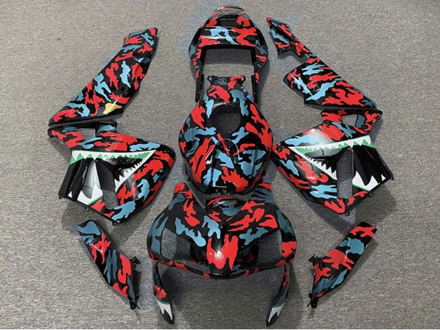 2003-2004 Honda CBR600RR Motorcycle Fairings - Red Blue Camouflage Shark Canada Websites