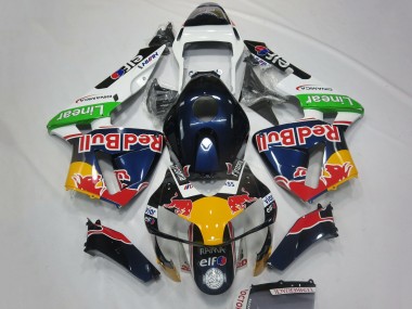 2003-2004 Honda CBR600RR Motorcycle Fairings - White Blue Yellow Green Red Bull Design Canada Websites