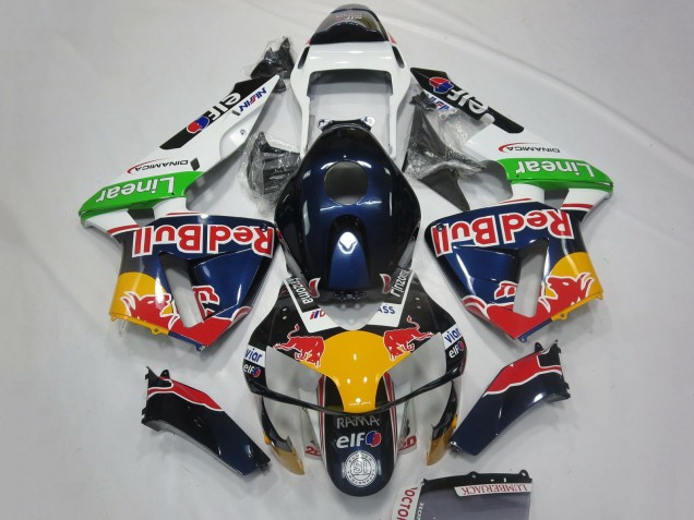 2003-2004 Honda CBR600RR Motorcycle Fairings - White Blue Yellow Green Red Bull Design Canada Websites