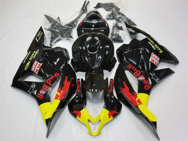 2009-2012 Honda CBR600RR Motorcycle Fairings - Glossy Black Yellow Red Bull Canada Websites