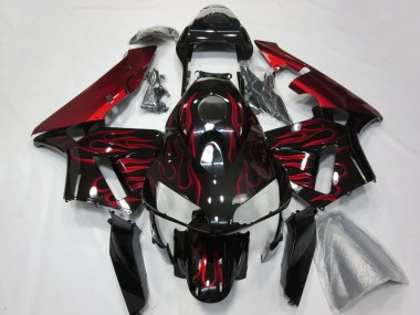2003-2004 Honda CBR600RR Motorcycle Fairings - Glossy Black Red Flame Canada Websites