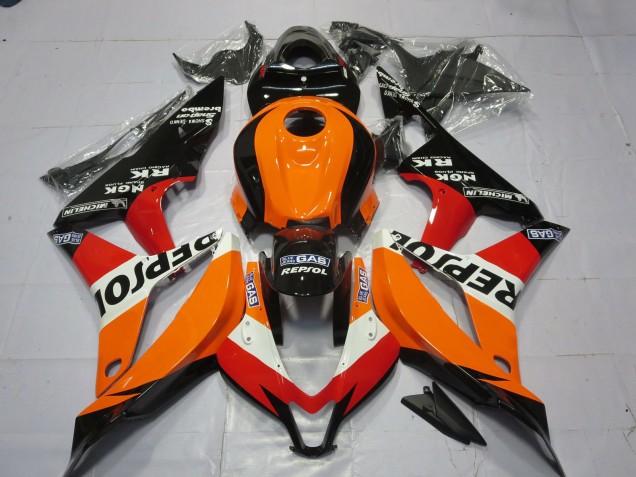 2007-2008 Honda CBR600RR Motorcycle Fairing - Orange White Red Glossy Black Repsol Canada Websites