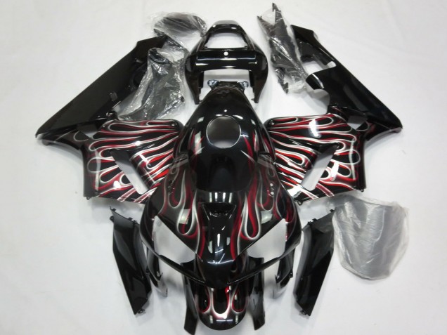2005-2006 Honda CBR600RR Motorcycle Fairings - Glossy Black Silver Red Flame Canada Websites