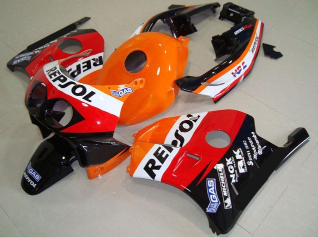 1990-1998 Honda CBR250RR Motorcycle Fairings - Orange White Red Glossy Black Classic Repsol Canada Websites