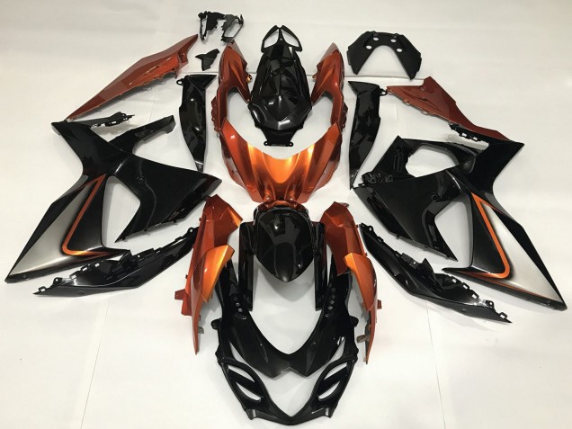 2009-2016 Suzuki GSXR 1000 Motorcycle Fairings - Glossy Black and Shiny Orange Canada Websites