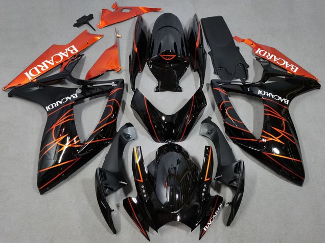 2006-2007 Suzuki GSXR 600 / GSXR 750 Motorcycle Fairings - Glossy Black Orange Bacardi Canada Websites