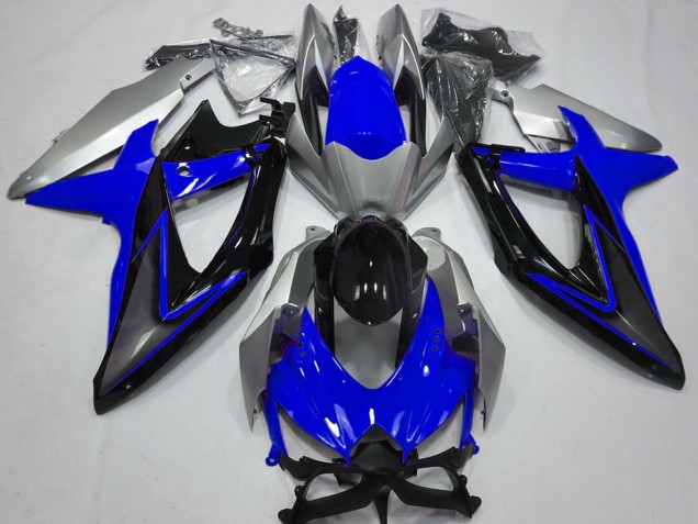 2008-2010 Suzuki GSXR 600 / GSXR 750 Motorcycle Fairings - Silver Blue Glossy Black Canada Websites