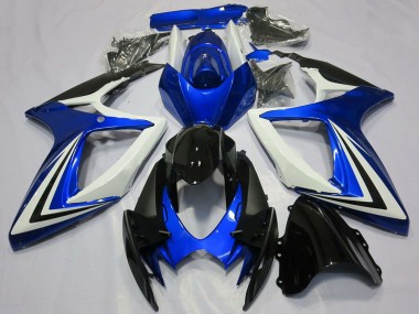 2006-2007 Suzuki GSXR 600 / GSXR 750 Motorcycle Fairings - White Blue Glossy Black Stripe Canada Websites