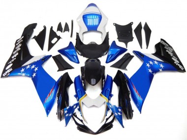 2011-2024 Suzuki GSXR 600 / GSXR 750 Motorcycle Fairings - Blue Style with Red Stars Canada Websites
