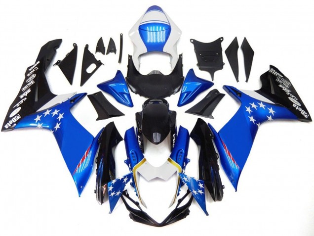 2011-2024 Suzuki GSXR 600 / GSXR 750 Motorcycle Fairings - Blue Style with Red Stars Canada Websites