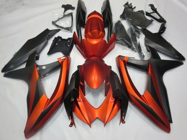 2008-2010 Suzuki GSXR 600 / GSXR 750 Motorcycle Fairings - Burnt Orange Matte Black Canada Websites