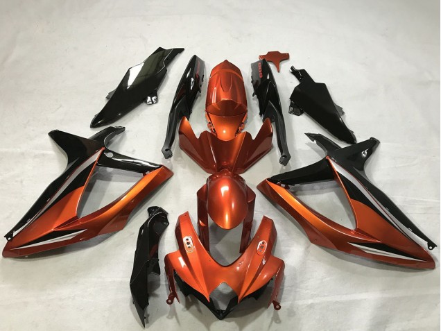 2008-2010 Suzuki GSXR 600 / GSXR 750 Motorcycle Fairings - Burnt Orange Glossy Black Canada Websites