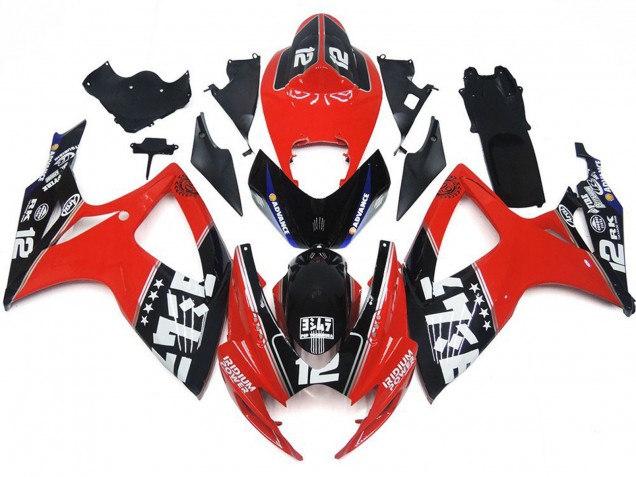 2006-2007 Suzuki GSXR 600 / GSXR 750 Motorcycle Fairings - Red Glossy Black White Canada Websites