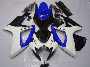 2006-2007 Suzuki GSXR 600 / GSXR 750 Motorcycle Fairings - White Blue Glossy Black Star Canada Websites