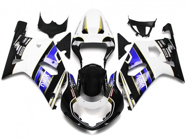 2001-2003 Suzuki GSXR 600 / GSXR 750 Motorcycle Fairings - White Blue Glossy Black Viru Style Canada Websites