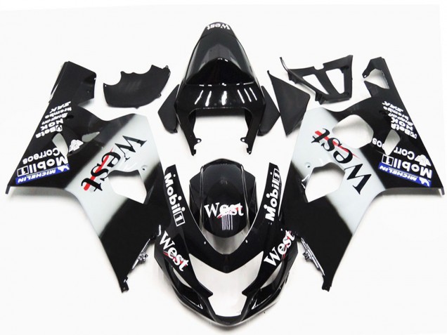 2004-2005 Suzuki GSXR 600 / GSXR 750 Motorcycle Fairings - Glossy Black White West OEM Style Canada Websites
