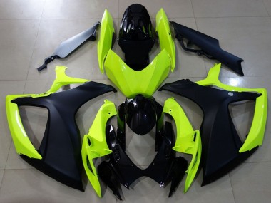 2006-2007 Suzuki GSXR 600 / GSXR 750 Motorcycle Fairings - Neon Yellow Glossy Black Matte Black Canada Websites