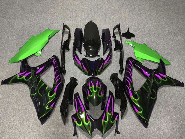 2008-2010 Suzuki GSXR 600 / GSXR 750 Motorcycle Fairings - Glossy Black Green Purple Flame Canada Websites