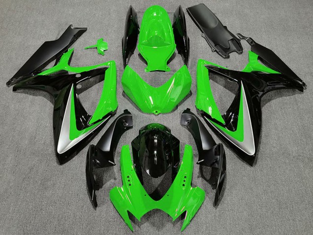 2006-2007 Suzuki GSXR 600 / GSXR 750 Motorcycle Fairings - Green Silver Glossy Black OEM Style Canada Websites
